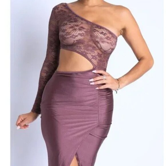 Women's Sexy Asymmetric Cut Out One Sleeve Wrap Midi Dress
New - Picture 6 of 6